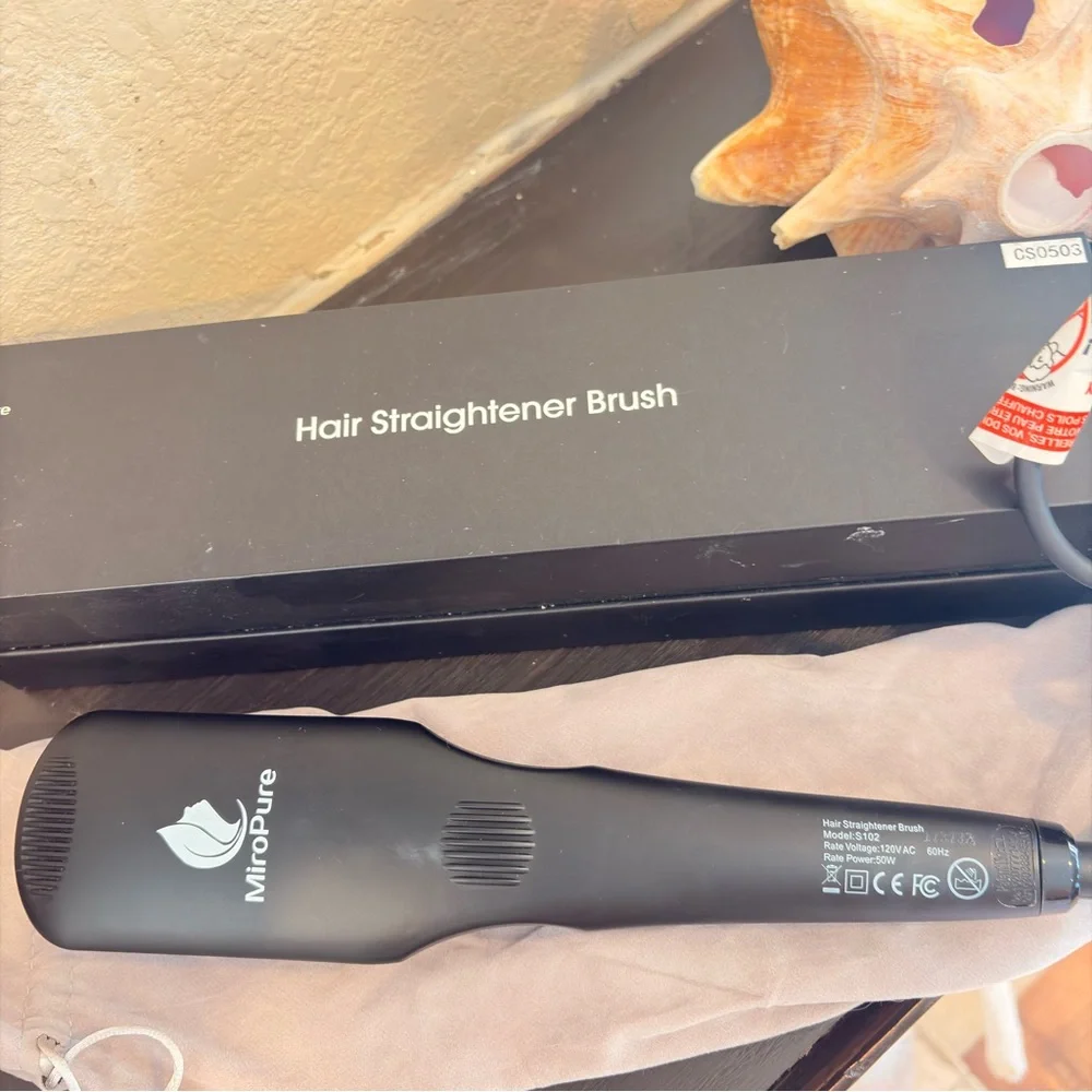 2-in-1 MCH Heating + Ionic Hair Straightener Brush with Original Box & Dust Bag